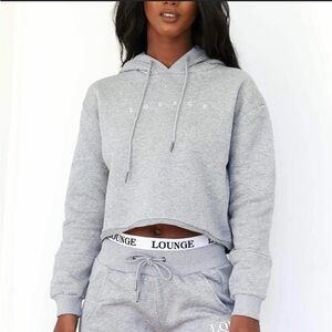Lounge Apparel Grey Boxy Minimalist Athleisure Oversized Cropped Hoodie M